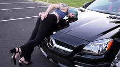 Hot girl arrested on car