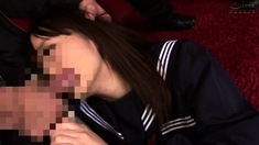 Asian blowjob and titty cumshot
