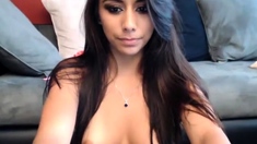 Cute curly brunette solo webcam masturbation