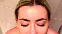 Blonde amateur blowjob POV in public