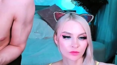 Amateur blonde babe masturbates on cam