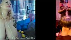 Horny big boobed fat chubby busty blonde