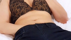 Cute amateur brunette naughty in solo jerking show on camera