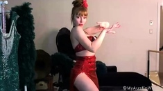 Amateur redhead poses and masturbates with toys