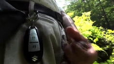 Japanese Grandpa Strips Outdoors