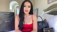 Russian brunette with big boobs in lingerie