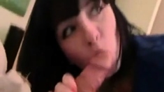 Tattooed Amateur College Girl Gives POV Blowjob