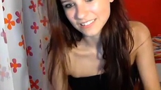 Lovely Amateur teen brunette masturbating outdoor