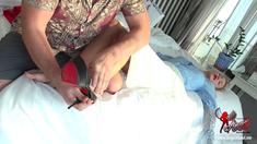 Femdom bitches in foot fetish action with their serfs