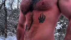 Ripped Viking Playing With Himself Outside In Nature