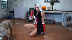 Sexy blonde chick solo masturbation with dildo