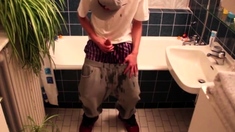 Uncircumcised skinny teen pee pants