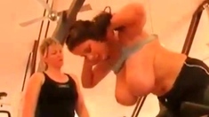 incredible big boobs in public gym